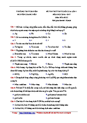 Đề thi thử THPT Quốc gia môn Hóa học lần 1 - Năm học 2016-2017 - Trường THPT chuyên Nguyễn Quang Diệu (Có đáp án)