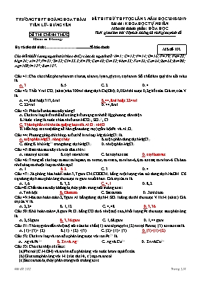 Đề thi thử THPT Quốc gia môn Hóa học lần 2 - Mã đề 102 - Năm học 2018-2019 - Trường THPT Hoàng Hoa Thám (Có đáp án)