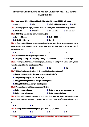 Đề thi thử THPT Quốc gia môn Hóa học lần 2 năm 2017 - Trường THPT chuyên Nguyễn Trãi (Có đáp án)