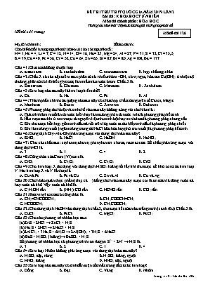 Đề thi thử THPT Quốc gia môn Hóa học lần 2 năm 2019 - Mã đề 126 (Có đáp án)