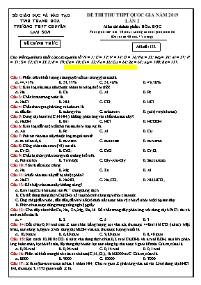 Đề thi thử THPT Quốc gia môn Hóa học lần 2 năm 2019 - Mã đề 132 - Trường THPT chuyên Lam Sơn (Có đáp án)