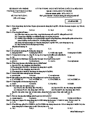 Đề thi thử THPT Quốc gia môn Hóa học lần 2 năm 2019 - Mã đề 888 - Trường THPT Ngô Quyền