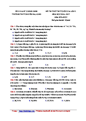 Đề thi thử THPT Quốc gia môn Hóa học lần 2 - Năm học 2016-2017 - Trường THPT chuyên Hạ Long (Có đáp án)