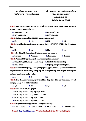 Đề thi thử THPT Quốc gia môn Hóa học lần 2 - Năm học 2016-2017 - Trường THPT chuyên Vinh (Có đáp án)