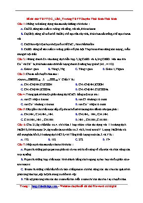 Đề thi thử THPT Quốc gia môn Hóa học lần 3 năm 2017 - Trường THPT chuyên Thái Bình (Có đáp án)