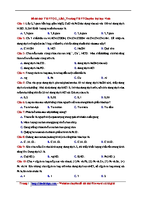 Đề thi thử THPT Quốc gia môn Hóa học lần 3 năm 2017 - Trường THPT chuyên Đại học Vinh (Có đáp án)