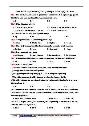 Đề thi thử THPT Quốc gia môn Hóa học lần 3 năm 2017 - Trường THPT Phụ Dực (Có đáp án)