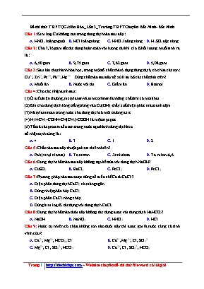 Đề thi thử THPT Quốc gia môn Hóa học lần 3 năm 2017 - Trường THPT chuyên Bắc Ninh (Có đáp án)