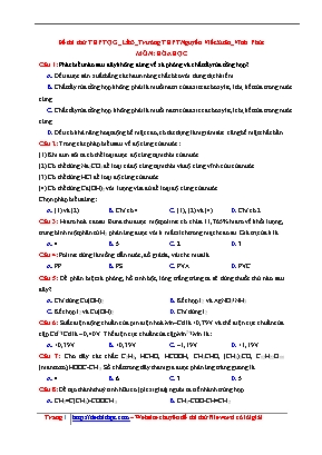 Đề thi thử THPT Quốc gia môn Hóa học lần 3 - Trường THPT Nguyễn Viết Xuân (Có đáp án)