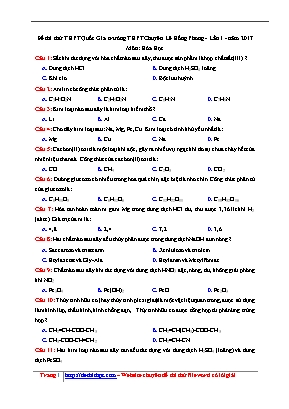 Đề thi thử THPT Quốc gia môn Hóa học lần I năm 2017 - Trường THPT chuyên Lê Hồng Phong (Có đáp án)