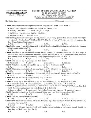 Đề thi thử THPT Quốc gia môn Hóa học lần II năm 2019 - Đại học Vinh (Có đáp án)