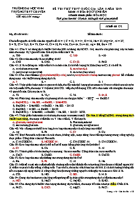 Đề thi thử THPT Quốc gia môn Hóa học lần II năm 2019 - Mã đề 132 - Đại học Vinh (Kèm đáp án)