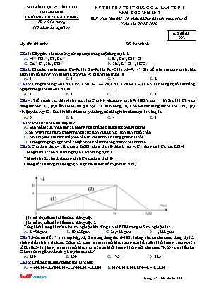 Đề thi thử THPT Quốc gia môn Hóa học lần thứ 1 - Mã đề 302 - Năm học 2016-2017 - Trường THPT Hà Trung (Có đáp án)