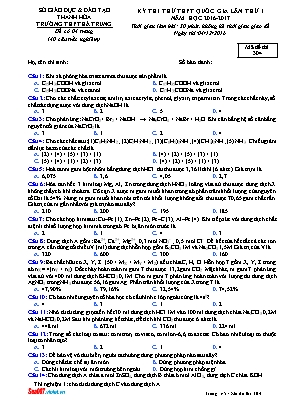 Đề thi thử THPT Quốc gia môn Hóa học lần thứ 1 - Mã đề 304 - Năm học 2016-2017 - Trường THPT Hà Trung (Có đáp án)