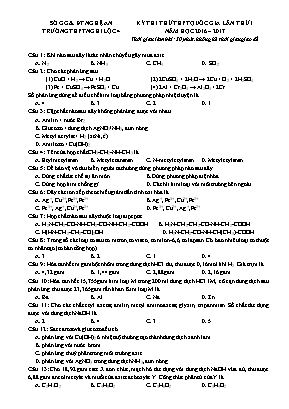 Đề thi thử THPT Quốc gia môn Hóa học lần thứ 1 - Năm học 2016-2017 - Trường THPT Nghi Lộc 4 (Có đáp án)