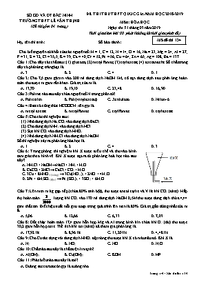 Đề thi thử THPT Quốc gia môn Hóa học - Mã đề 134 - Năm học 2018-2019 - Trường THPT Lê Văn Thịnh