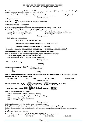 Đề thi thử THPT Quốc gia môn Hóa học năm 2017 - Sở giáo dục và đào tạo Vĩnh Phúc (Có đáp án)