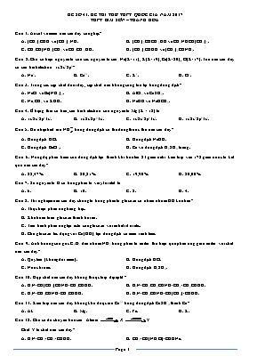 Đề thi thử THPT Quốc gia môn Hóa học năm 2017 - Trường THPT Bỉm Sơn (Có đáp án)