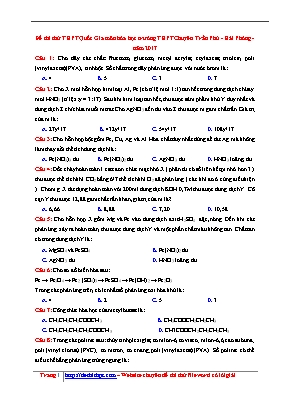 Đề thi thử THPT Quốc gia môn Hóa học năm 2017 - Trường THPT chuyên Trần Phú (Có đáp án)