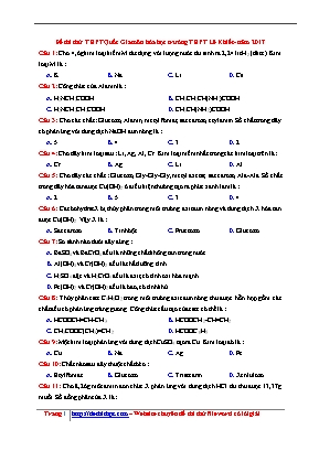 Đề thi thử THPT Quốc gia môn Hóa học năm 2017 - Trường THPT Lê Khiết (Có đáp án)