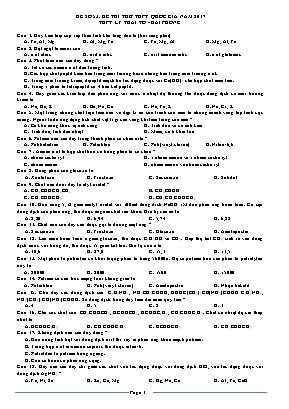 Đề thi thử THPT Quốc gia môn Hóa học năm 2017 - Trường THPT Lý Thái Tổ (Có đáp án)