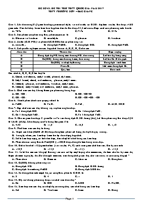 Đề thi thử THPT Quốc gia môn Hóa học năm 2017 - Trường THPT Phương Sơn (Có đáp án)