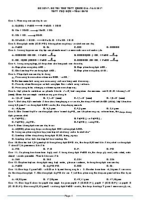 Đề thi thử THPT Quốc gia môn Hóa học năm 2017 - Trường THPT Phụ Dực (Có đáp án)