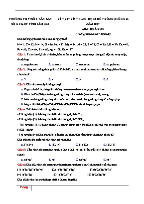 Đề thi thử THPT Quốc gia môn Hóa học năm 2017 - Trường THPT số 2 Văn Bàn (Có đáp án)