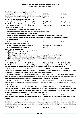 Đề thi thử THPT Quốc gia môn Hóa học năm 2017 - Trường THPT Tiểu La (Có đáp án)