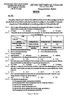 Đề thi thử THPT Quốc gia môn Hóa học năm 2018 đợt II - Mã đề D - Trường THPT Hưng Đạo