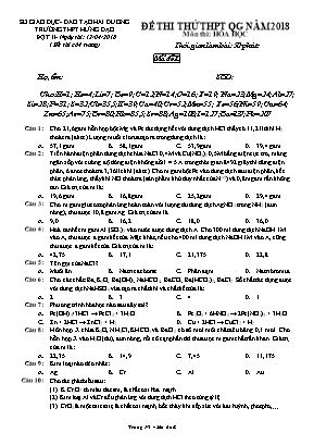 Đề thi thử THPT Quốc gia môn Hóa học năm 2018 đợt II - Mã đề E - Trường THPT Hưng Đạo