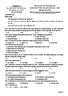 Đề thi thử THPT Quốc gia môn Hóa học năm 2019 - Đề 01 - Trần Trọng Tuyền (Có đáp án)