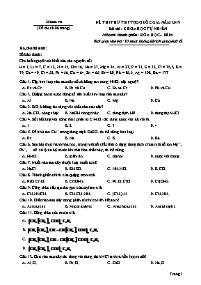 Đề thi thử THPT Quốc gia môn Hóa học năm 2019 - Đề 04 (Có đáp án)