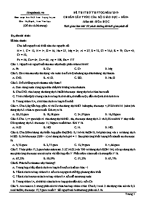 Đề thi thử THPT Quốc gia môn Hóa học năm 2019 - Đề 04 - Trần Trọng Tuyền (Có đáp án)