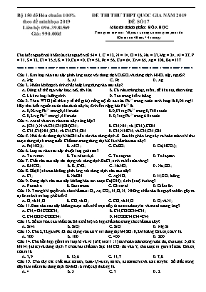 Đề thi thử THPT Quốc gia môn Hóa học năm 2019 - Đề 17 (Có đáp án)