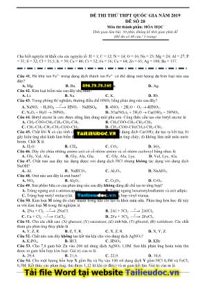 Đề thi thử THPT Quốc gia môn Hóa học năm 2019 - Đề số 20 (Có đáp án)