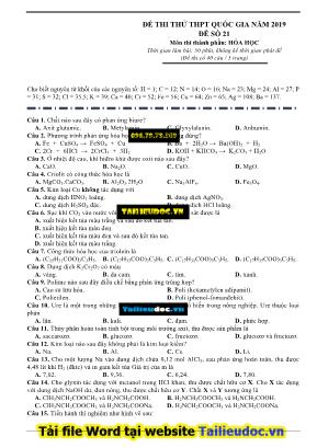 Đề thi thử THPT Quốc gia môn Hóa học năm 2019 - Đề số 21 (Có đáp án)