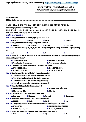 Đề thi thử THPT Quốc gia môn Hóa học năm 2019 - Đề số 6 (Có đáp án)