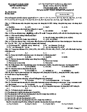 Đề thi thử THPT Quốc gia môn Hóa học năm 2019 - Mã đề 003 - Sở giáo dục và đào tạo Quảng Bình