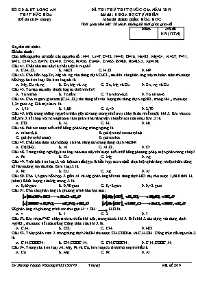 Đề thi thử THPT Quốc gia môn Hóa học năm 2019 - Mã đề 019 - Dương Thanh Phương