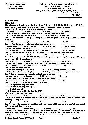 Đề thi thử THPT Quốc gia môn Hóa học năm 2019 - Mã đề 023 - Dương Thanh Phương