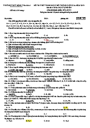 Đề thi thử THPT Quốc gia môn Hóa học năm 2019 - Mã đề 209 - Trường THPT Đặng Thai Mai (Có đáp án)