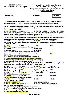 Đề thi thử THPT Quốc gia môn Hóa học năm 2019 - Mã đề 214 - Sở giáo dục và đào tạo Bắc Ninh