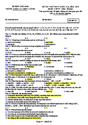 Đề thi thử THPT Quốc gia môn Hóa học năm 2019 - Mã đề 221 - Sở giáo dục và đào tạo Bắc Ninh