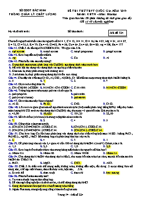 Đề thi thử THPT Quốc gia môn Hóa học năm 2019 - Mã đề 224 - Sở giáo dục và đào tạo Bắc Ninh