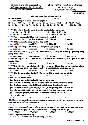 Đề thi thử THPT Quốc gia môn Hóa học năm 2019 - Mã đề 246 - Trường THPT Nguyễn Cảnh Chân