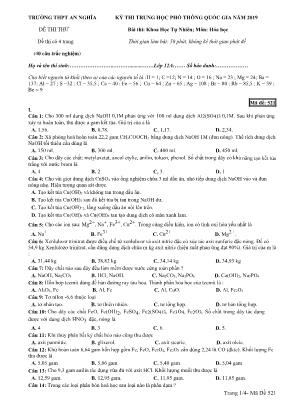 Đề thi thử THPT Quốc gia môn Hóa học năm 2019 - Mã đề 521 - Trường THPT An Nghĩa