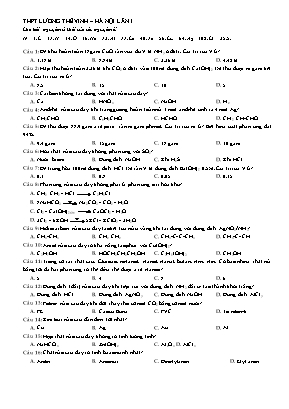 Đề thi thử THPT Quốc gia môn Hóa học năm 2019 - Trường THPT Lương Thế Vinh (Có đáp án)