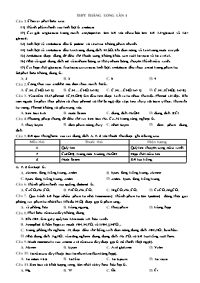 Đề thi thử THPT Quốc gia môn Hóa học năm 2019 - Trường THPT Thăng Long (Có đáp án)