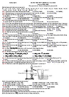 Đề thi thử THPT Quốc gia môn Hóa học năm 2020 (Có đáp án chhi tiết)
